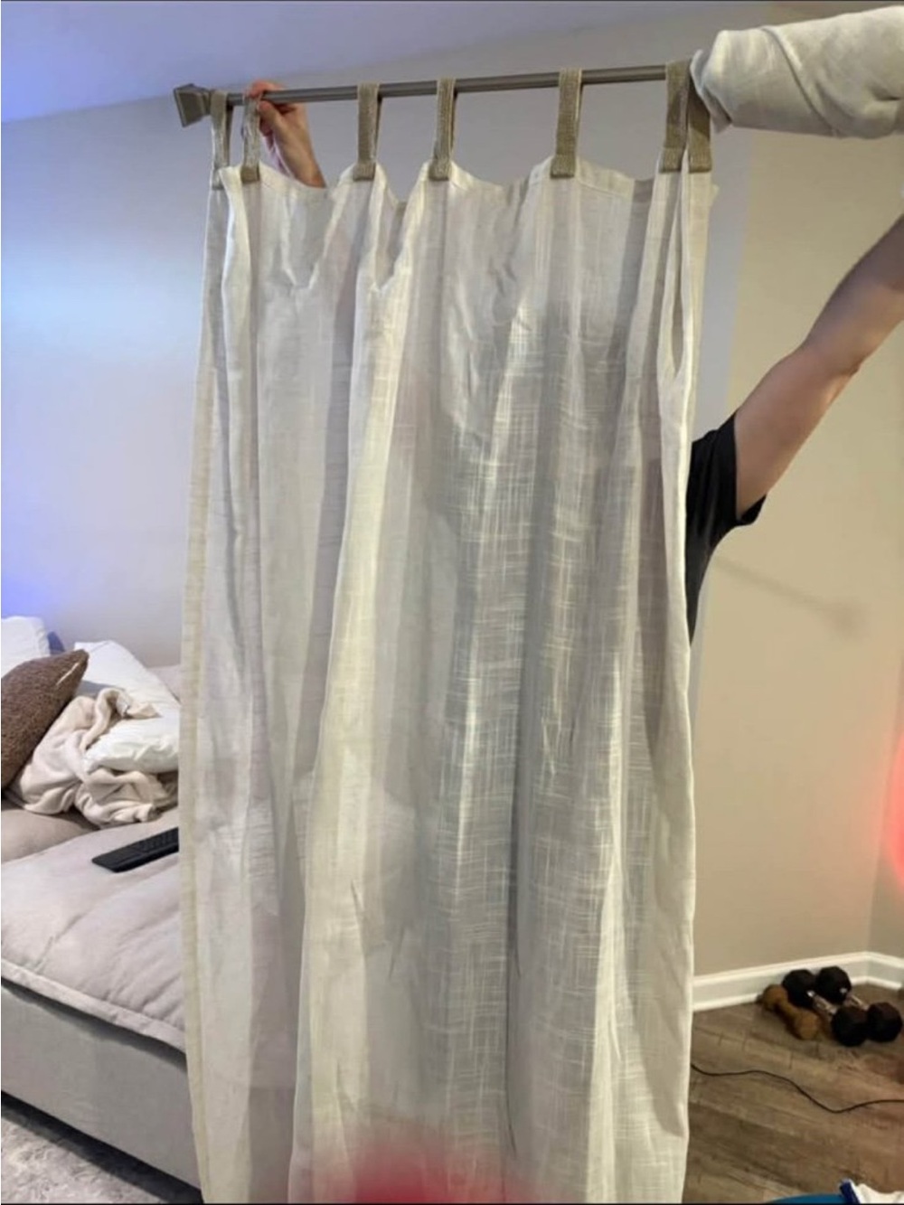Sheer Cream Tab-Top Curtain Panel - Neutral Window Drape